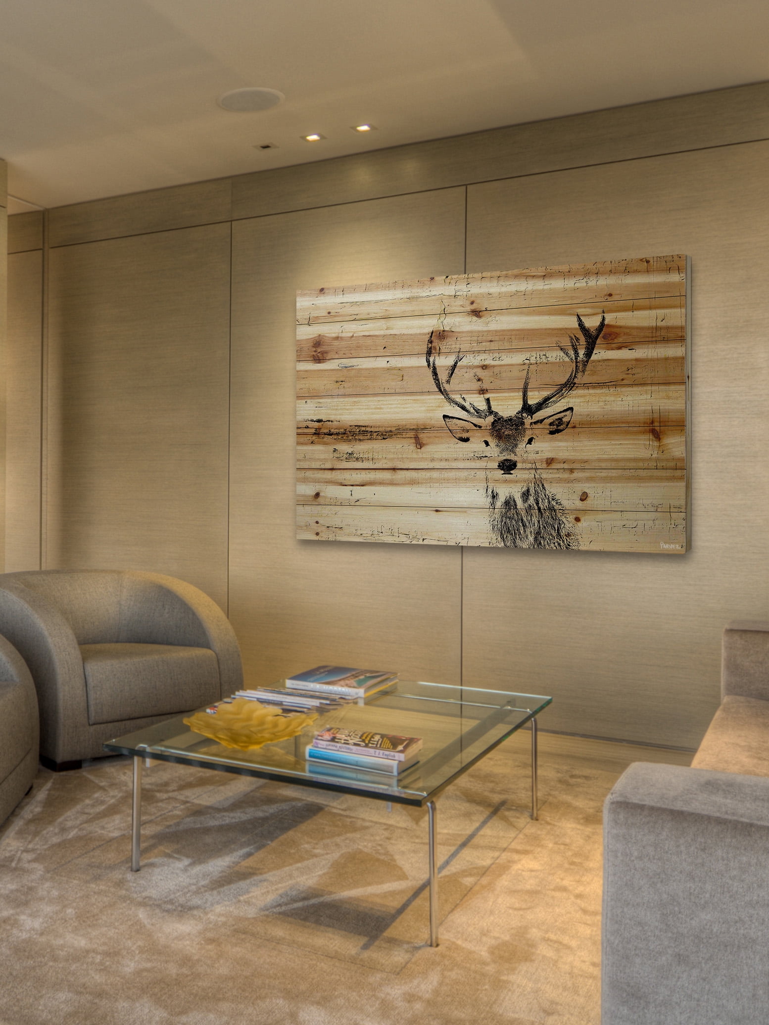 "Inquisitive Deer" Painting Print on Natural Pine Wood