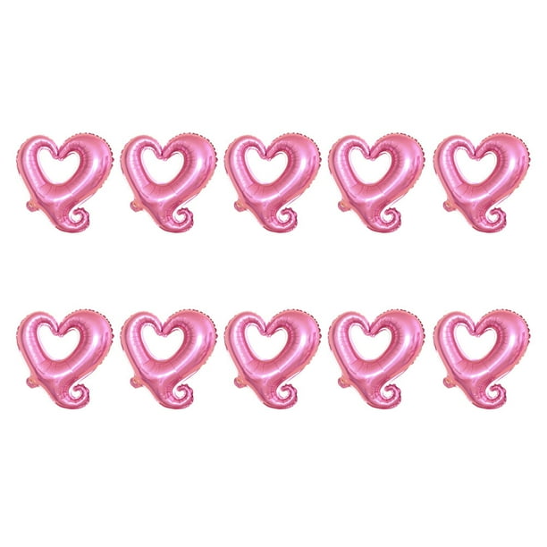 GOOHOCHY Kit de 10 globos de 18 pulgadas para San Valentín, con borlas de papel, decoración en forma de corazón, de aluminio, para bodas y fiestas (rosa)