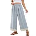thumbnail image 2 of Cagogo Women's Plus Size Wide Leg Elastic Waist Pants with Pockets Solid Casual Loose Ankle Trousers Workout Daily Wear Lounge Flowy Pants for Summer, Light Blue S, 2 of 5