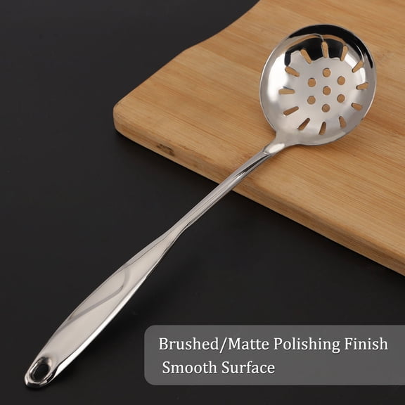Unique Bargains 10.6" Stainless Steel Slotted Spoon Heat Resistant Non-stick Skimmer Silver Tone