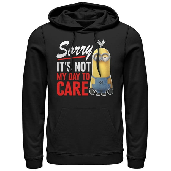 Men's Despicable Me Minion Not Day to Care Pull Over Hoodie Black Small