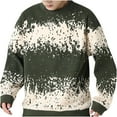 thumbnail image 4 of Men's Crewneck Pullover Sweater Waffle Textured Knitted Sweaters Casual Loose Fit Sweaters Army Green XXL, 4 of 4