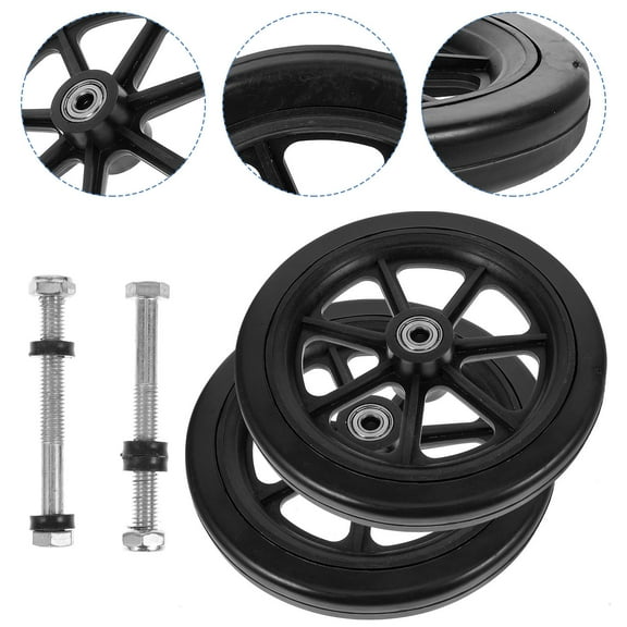 STOBOK 1Pair Multipurpose Replaceable Wheelchair Wheels Black PVC Metal Wear Resistant Design