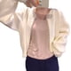 thumbnail image 2 of Cárdigan Corto de Punto Perlado con Cuello en V y Larga Estilo Retro para Mujer, Otoño e Invierno, con Bordes Irregulares Sin Rematar. Talla Única, 2 of 8