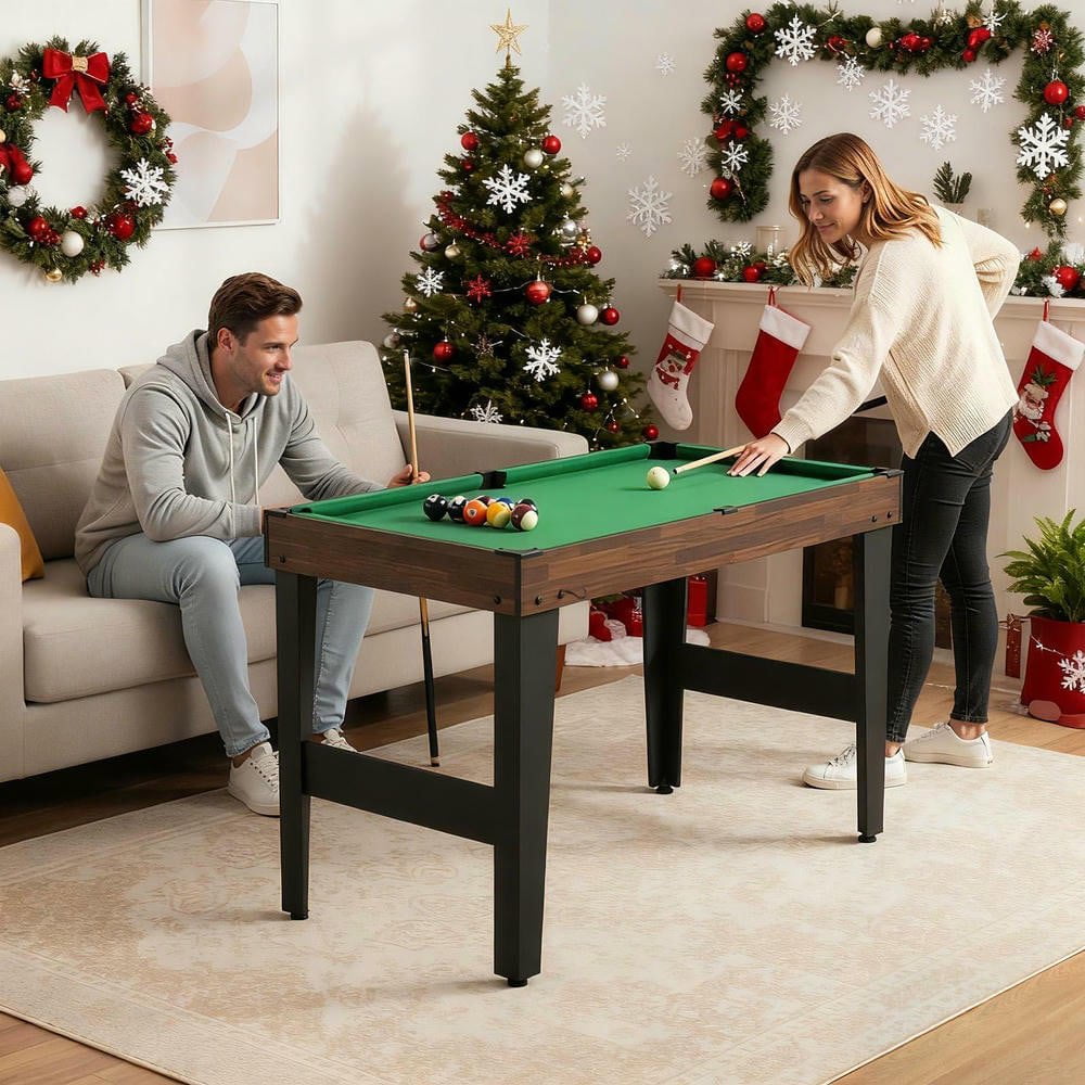 Resenkos 10-in-1 Multi-Game Table Set with Foosball, 50 Inch - Brown