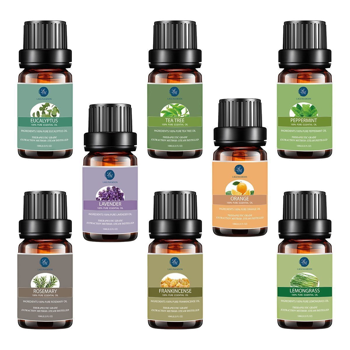LAGUNAMOON Top 8 Pure Therapeutic Grade Essential Oils Set 215041801
