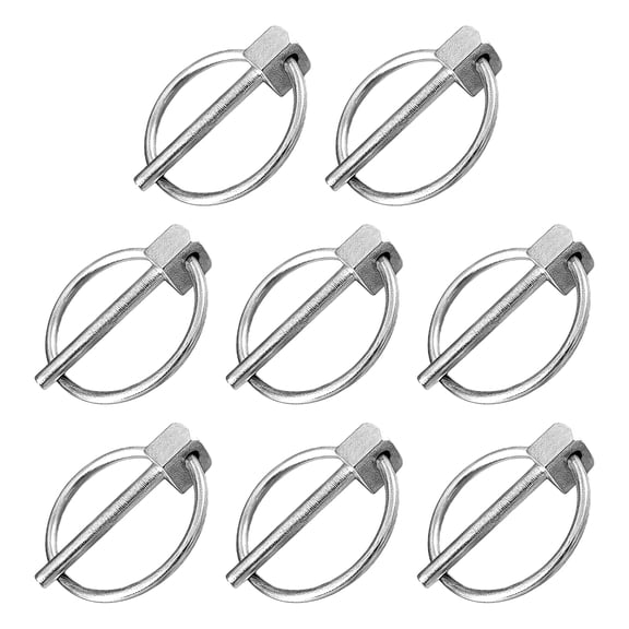 8Pcs Stainless Steel Round Safety Pins Heavy Duty Lynches Pin with Rings Fasteners Retaining Clips Rustproof Hardware