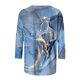 thumbnail image 5 of Camiseta holgada estampada a la moda para mujer, blusa de manga 3/4 de longitud media, Tops informales con cuello redondo Pompotops  FGAJ9243, 5 of 5