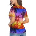 thumbnail image 3 of Vsdgher Palm Trees at Sunset Women Shirts V Neck Short Sleeve Tops T-Shirt Basic Tees, S to 3XLSmall, 3 of 5