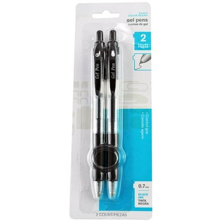 Retractable Gel Pen, Black, 2-Count