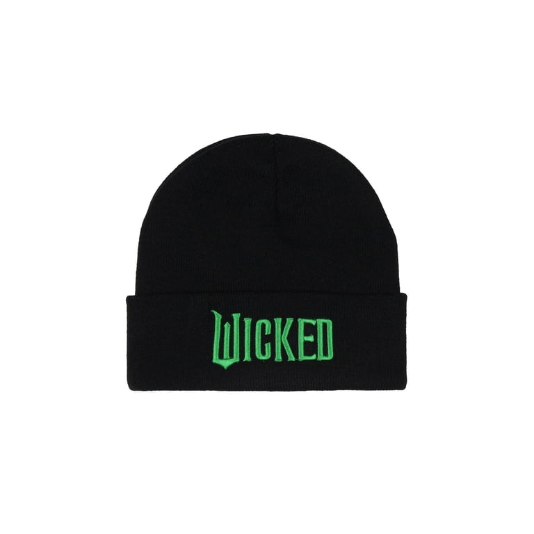Wicked Embroidered Knit Cuff Beanie Winter Hat Adults Unisex Black Amazon.com: Bioworld Wicked Logo Black Fuzzy Yarn Cuff  main image 2