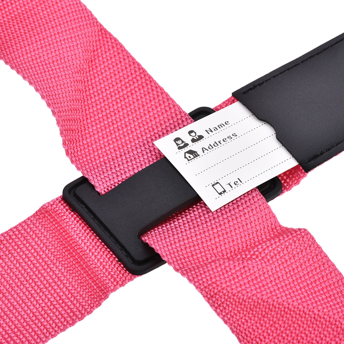Unique Bargains Luggage Strap Suitcase Belt with 2 Buckles Cross Adjustable Accessory Rose Red