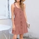 thumbnail image 3 of Camisón de poliéster para mujer, vestido de tirantes con cuello en V y botones para vacaciones de primavera y verano., 3 of 7