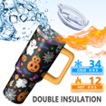 thumbnail image 3 of 40 Oz Halloween Tumbler with Handle and Straw, Ghost Pumpkin Witch Cat Tumbler Insulated Stainless Steel Cup, Spooky Halloween Gifts for Women Adults Teenagers, 3 of 5