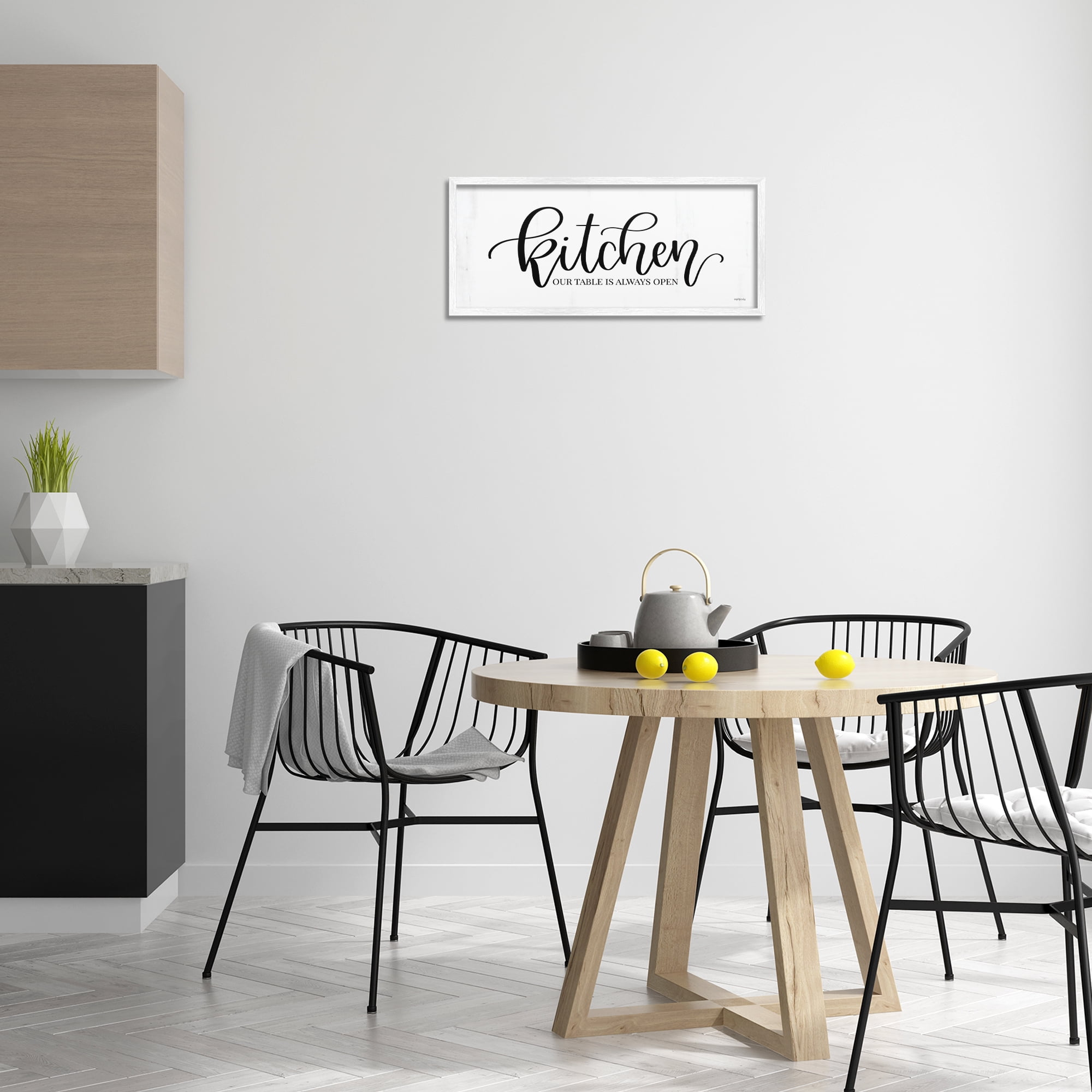 Stupell Industries Kitchen Always Open Typography Painting White Framed Art Print Wall Art, 24 x 10