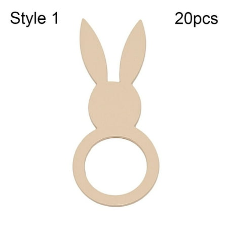

20pcs Restaurant DIY Wooden Crafts Kitchen Gadgets Table Decoration Party Supplies Easter Rabbit Napkin Rings Napkin Buckle Towel Holder STYLE 1