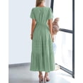 thumbnail image 3 of Vestido casual BTFBM para mujer, verano 2025, cuello en V y cintura elástica, 3 of 9