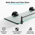 thumbnail image 4 of 16 Inches Glass Shelves for Bathroom, Matte Black Floating Glass Shelf Stainless Steel Tempered Glass Bathroom Shelves for Wall Mount Modern, 4 of 11