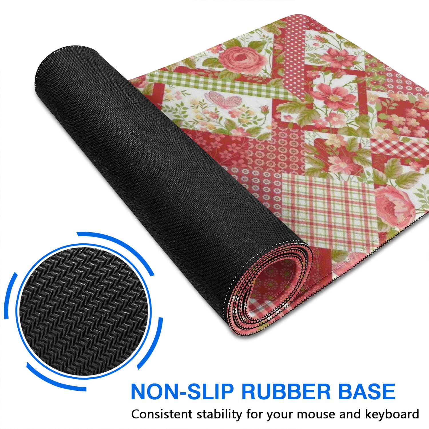 Long Mouse Pads for Desk,Pioneer Flower Floral Print Pattern Desk Mats on Top Of Desks, Desk Mouse Pad Extra Large with 3mm Non-Slip Base and Stitched Edge for Gaming,Office,Work,Home 31.5"x15.7"