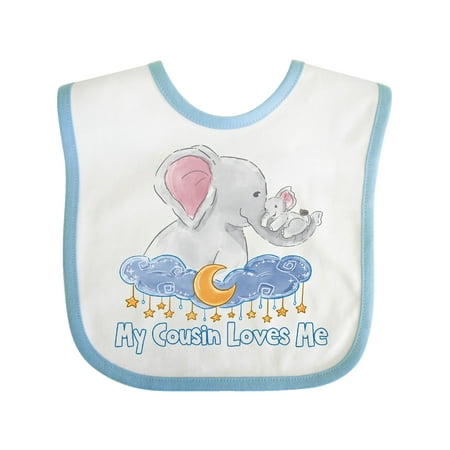 

Inktastic My Cousin Loves Me Cute Elephants Clouds Moon and Stars Gift Baby Boy or Baby Girl Bib