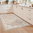 thumbnail image 2 of YOUFORTONG 4x6 Area Rug Vintage Farmhouse Washable Non-Slip Low-Pile Carpet Ultra Soft Neutral Floor Mat for Bedroom Dining Room Kitchen Indoor Durable Rug,Beige, 2 of 6