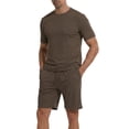 thumbnail image 3 of LANBAOSI Mens Pajama Set Summer Ribbed Knit Lounge Short Set 2-Piece Breathable Soft Sleepwear Set Size M, 3 of 8
