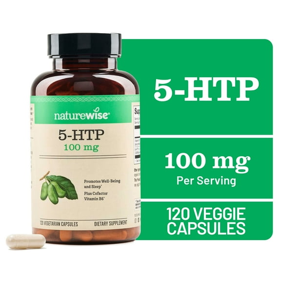 NatureWise 5-HTP 100mg Natural Mood & Sleep Support Promotes Normal Weight, Enhanced with Vitamin B6, Non-GMO, Gluten Free, Vegetarian, Easy to Digest 120 Veggie Capsules