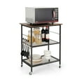 thumbnail image 6 of Barara King Baker's Rack, Microwave Stand,Bun Pan Sheet Rack, Kitchen Storage Shelf Rack,3-Tier Kitchen Serving Cart Utility Standing Microwave Rack with Hooks Brown, 6 of 8