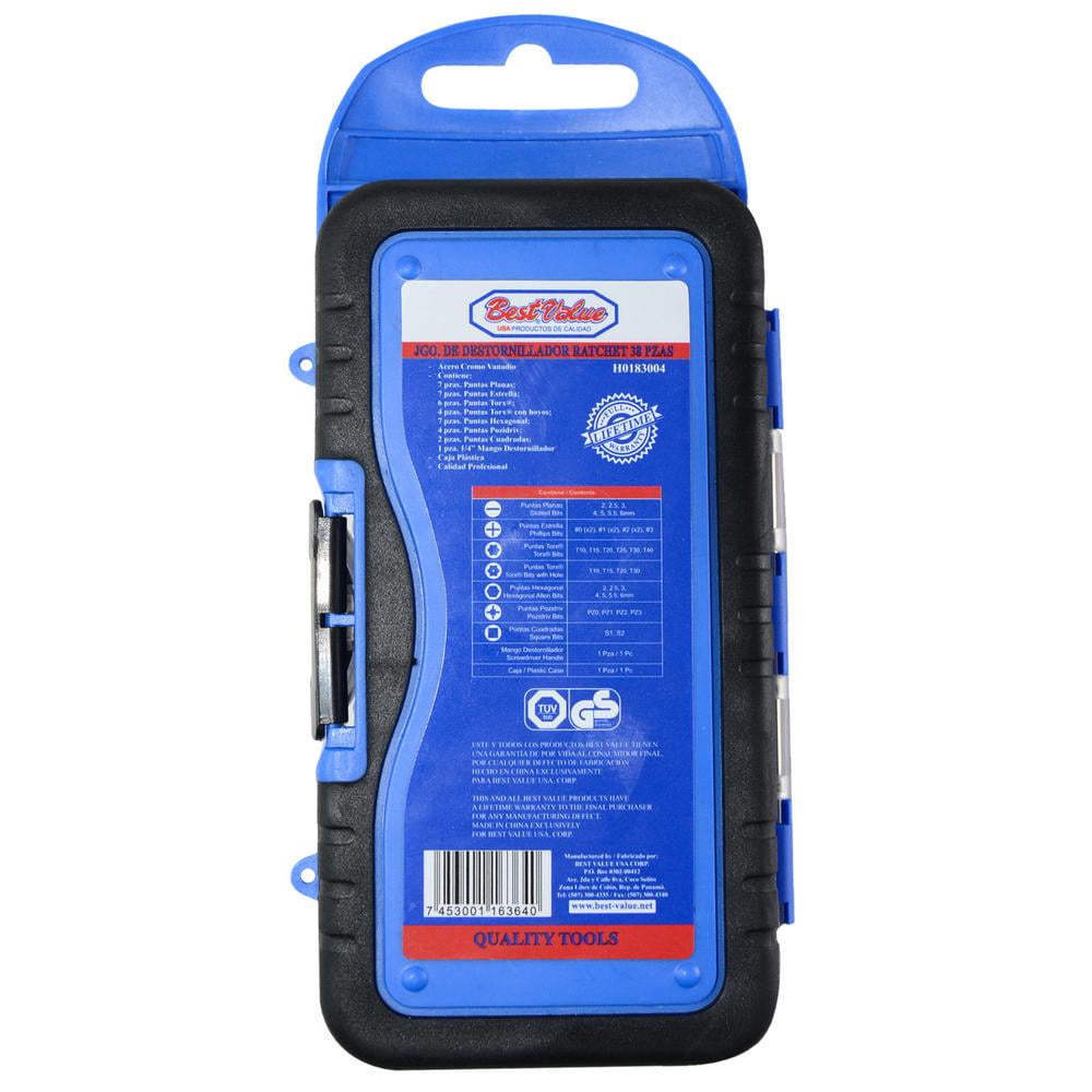 Best Value H0183004 Magnetic Ratcheting Screwdriver Bit Tool with Carrying Case 38-Piece Set