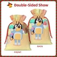 thumbnail image 2 of Masiiu Bluey Print Christmas Gift Bag, Burlap Drawstring Pouch with Kraft Paper Card for Holiday, Party, and Birthday Wrapping-Small, 2 of 9