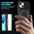 thumbnail image 5 of for iPhone 13 Case with Camera Sliding Cover, [Compatible with MagSafe] with Magnetic Ring Kickstand, Military Grade Heavy Duty Protection Phone Case for iPhone 13, Black, 5 of 10
