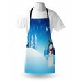 thumbnail image 3 of Christmas Apron Snowman on the Christmas Eve Santa's Sleigh in the Starry Sky Fantasy Artwork, Unisex Kitchen Bib Apron with Adjustable Neck for Cooking Baking Gardening, Blue White, by Ambesonne, 3 of 3
