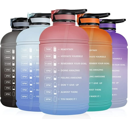 THELNN 1 Gallon Motivational Water Bottle With Straw,Time Marker