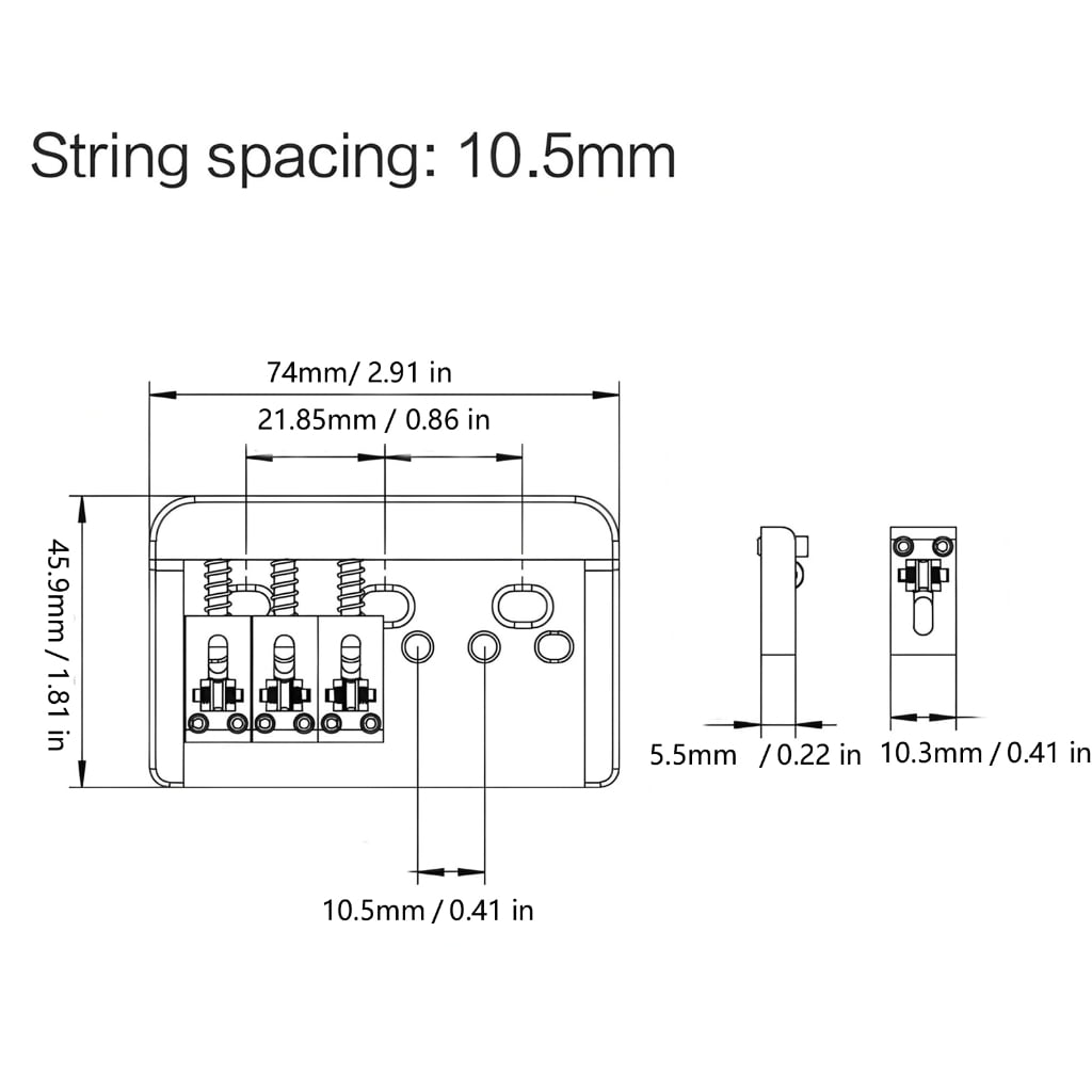 MOMOJIA Guitar Bridge with Copper Fixed Saddles and Zinc Block Replacement Part For Electric Guitar 10.5mm String Spacing