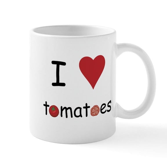 CafePress - I Love Tomatoes Mug - 11 oz Ceramic Mug - Novelty Coffee Tea Cup