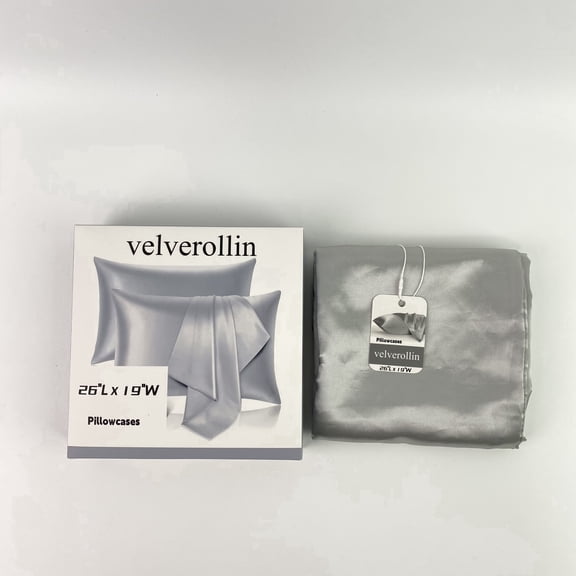 velverollin Pillowcases,Satin Pillowcase 1 Pack Similar to Silk Pillow Cases Standard Size, Pillow Case for Sleeping Women with Envelope Closure, Gifts for Women Men, Dark silvery 26X19in