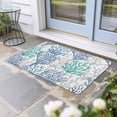 thumbnail image 2 of Blue Teal Grey Coral Coastal Doormat Outdoor Entrance 16"x24", Summer Beach Nautical Ocean Absorb Moisture Dirt Door Mats, Non-Slip Rubber Backing Floor Mats Indoor, Low-Profile Front Door Rugs, 2 of 9