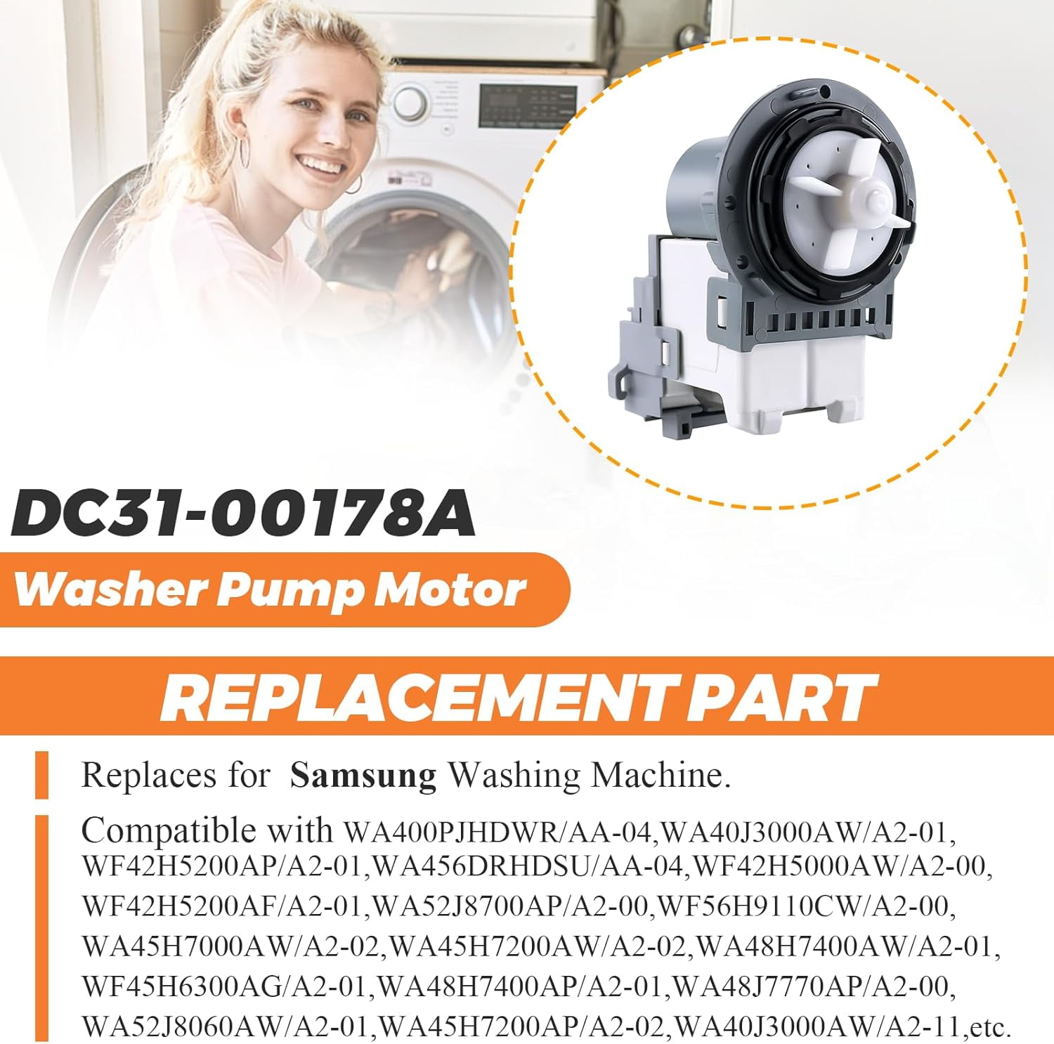 DC31-00178A DC31-00187A PX3516-01 Washer Drain Pump for SAMSUNG Washing Machine-Replaces DC31-00178D B35-3a
