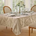 thumbnail image 3 of Newbridge Extra Wide Rectangle Fabric Tablecloth, 70 x 90 Inch, Barcelona Damask, No Iron Soil Resistant Dining Room Table Cloth, Golden Beige, 3 of 5