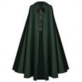 thumbnail image 2 of YOIAVAIOY Renaissance Medieval Gothic Halloween Cloaks for Men Hooded Full Length Front Tie Cape Costume Party Outerwear Army Green S, 2 of 7