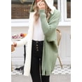thumbnail image 5 of SHEWIN Hooded Cardigans Sweaters for Women Open Front Long Sleeve Knit Sweater Color Block Coat Outwear Green, 5 of 8