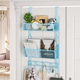 thumbnail image 2 of HapiRm Over Door Hook with 2 Mesh Baskets and 9 Hooks, 304 Stainless Steel No Drilling Over The Door Hanger, Over The Door Organizer for Bathroom, Kitchen, Bedroom-Blue (for 1.57in Doors), 2 of 6