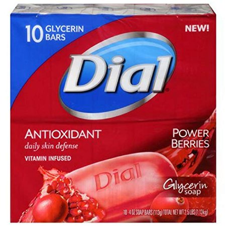 10 Station Speed Dial - Dial Glycerin Bar Soap, Power Berries, 4 Ounce Bars, 10 Count