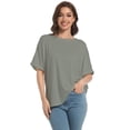 thumbnail image 2 of Oversized Womens T Shirts, Breathable Short Sleeves, Rolled Sleeves Crewneck Summer Tops, Casual Basic Tee T-Shirt, 2 of 5