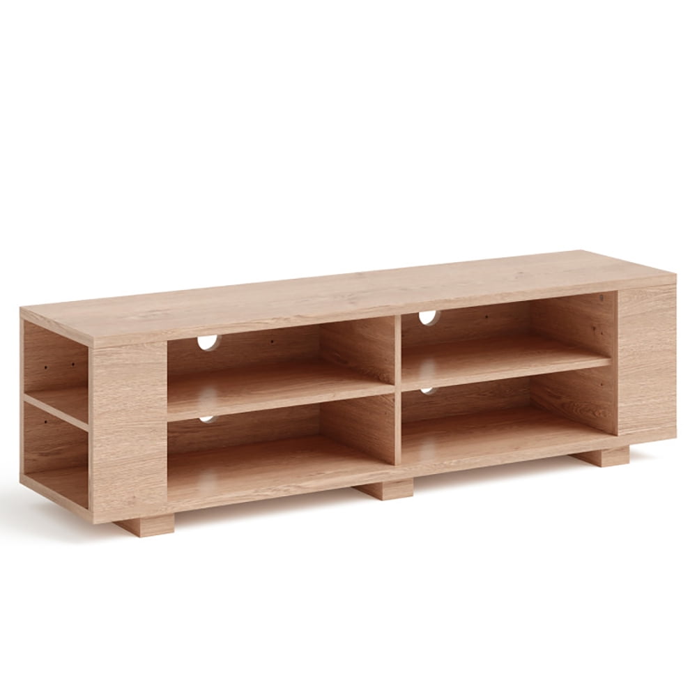 Finihen TV Stand, TV Cabinet, Modern Wood Storage Console Entertainment Center, Media Entertainment Center with Storage, for Living Room, Bedroom, Natural
