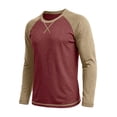 thumbnail image 4 of Daiosportswear Color Block Tops for Men Casual Stylish Crewneck Raglan Long Sleeve Baseball Tee Shirts Fall Pullover Red M, 4 of 7