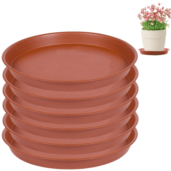 6 Pack of Plant Saucer Tray, 8 inch Indoor Plant Saucer, Heavy Duty Plastic Pot Plant Drip Trays Saucers for for Indoors Outdoor, Round Plant Water Tray for Planters (8", Orange)