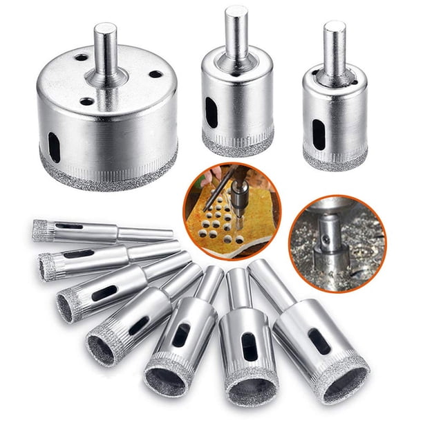 Juego de accesorios de sierra perforadora de broca de diamante para vidrio/azulejos/cerámica/herramienta de perforación de núcleo 8-50 mm 10 piezas