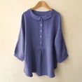 thumbnail image 3 of Women Shirts Vintage Pocket Shirt Stand Collar Button Pullover Top, 3 of 3