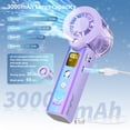 thumbnail image 6 of ﻿ Portable handheld spray fan, 30000 RPM adjustable high-speed turbine personal fan, 3000mAh USB rechargeable mini spray fan, with LED lights, suitable for office/travel/shopping/concert-Purple, 6 of 10